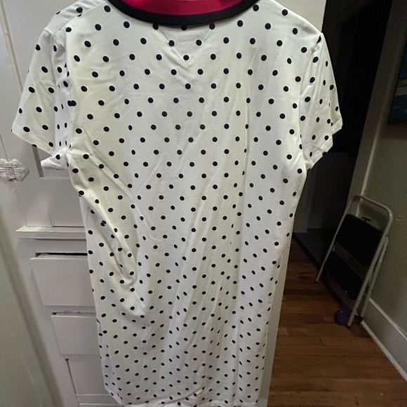 Tommy Hilfiger White Polo Dress with Navy Polka Dots and Red-Trim Collar - Picture 4 of 4